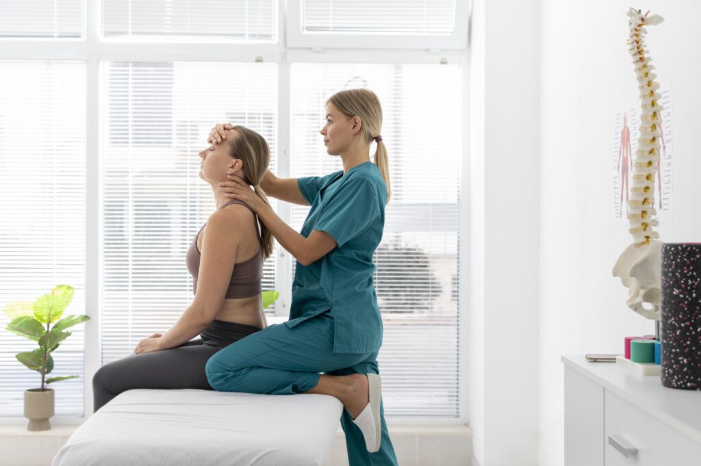 Physiotherapist conducting Manual Therapy on a patient.